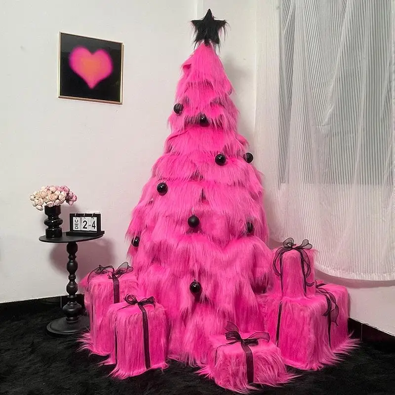 

New pink Christmas tree plush DIY home large living room ornament high-end Christmas decoration ins style