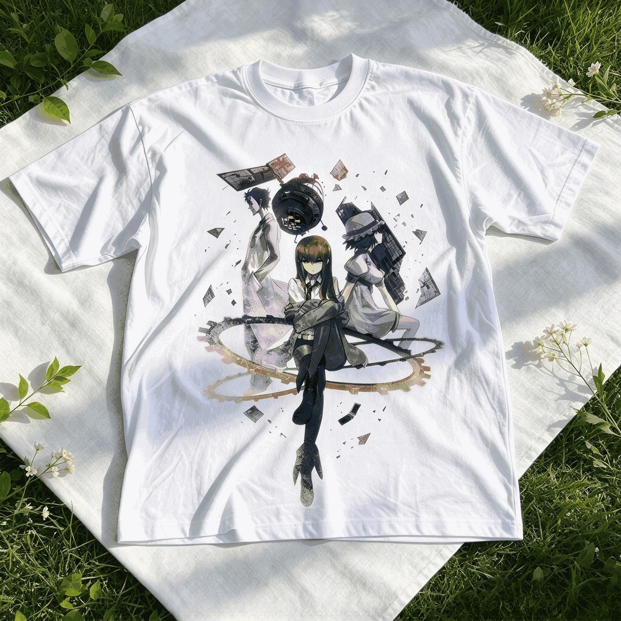 Steins Gate Cotton Retro Unisex Casual Fashion T-shirt High Street Oversized Unisex Trendy Print T-shirts for Men Women Fashion