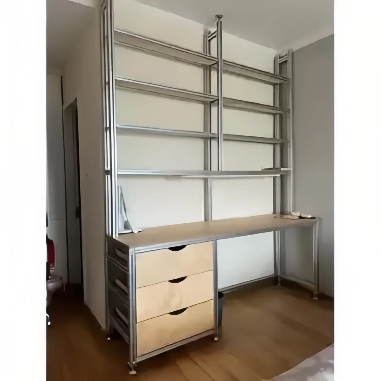 

Aluminum profile desk with drawers Storage cabinet Home computer One-piece cabinet Simple writing desk