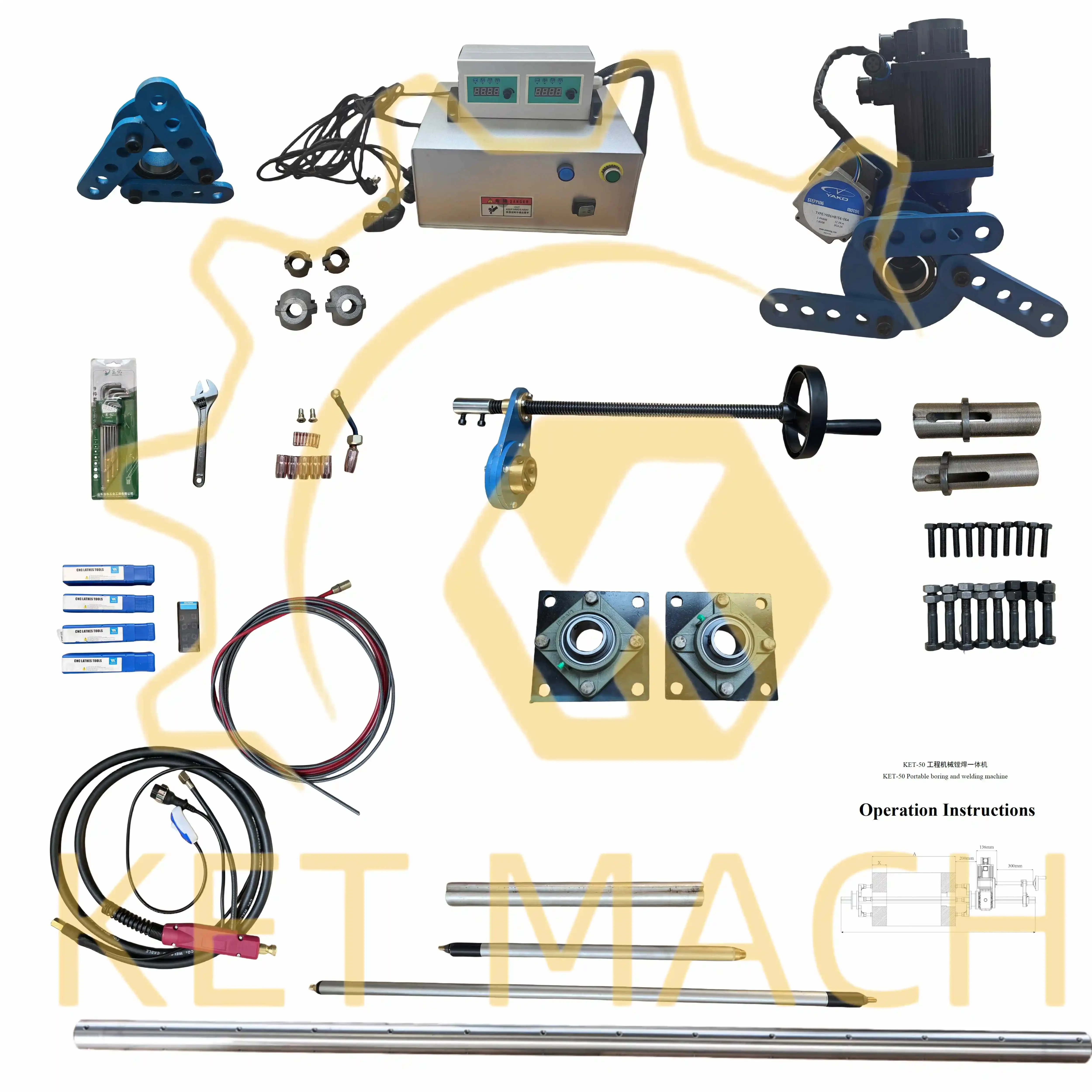 Portable Line Boring and Bore Welding Machine 220V 55-160mm Excavator Hole Repair Lineboring