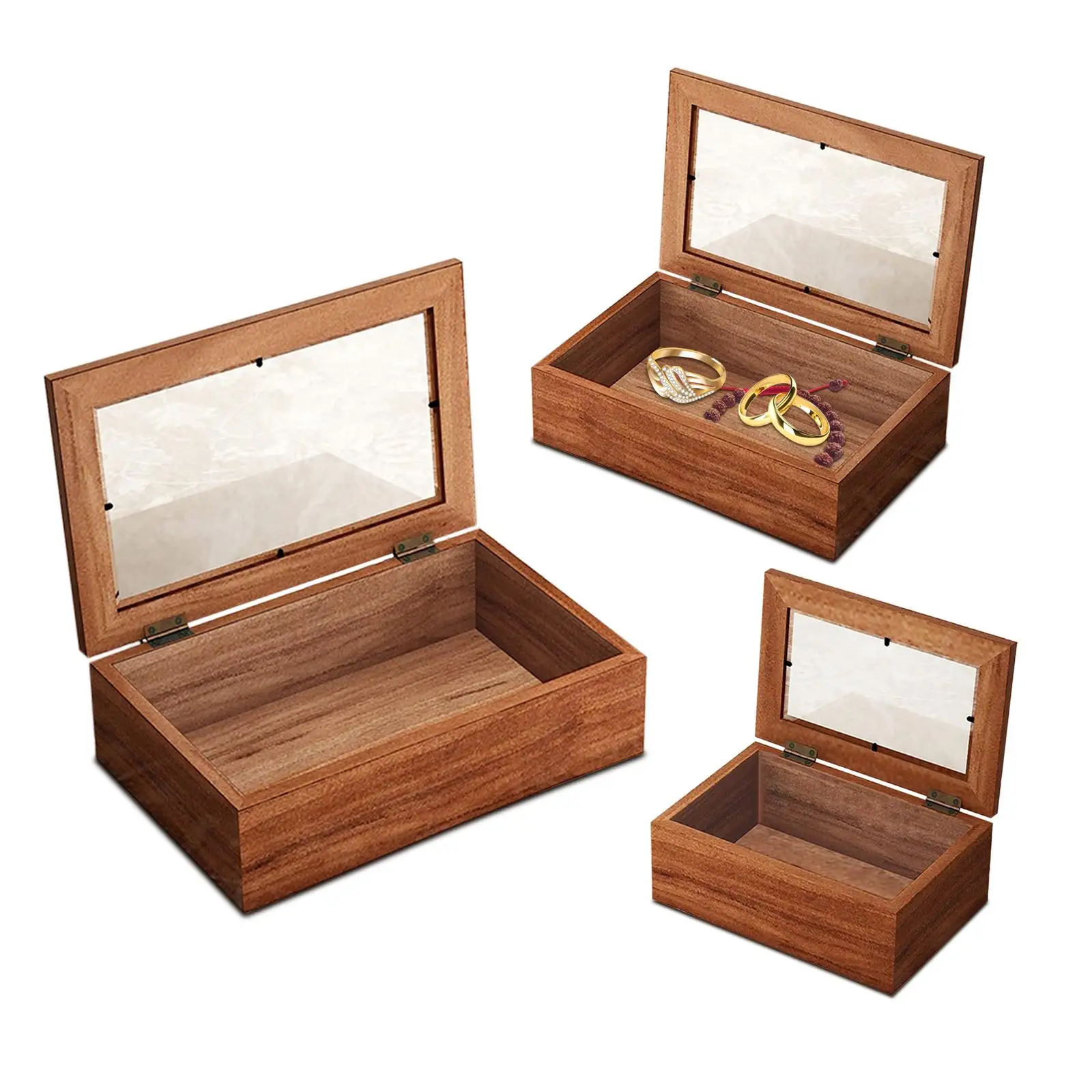 

Wood Storage Box Trinkets Box Rustic Rectangle Container Multifunctional Jewelry