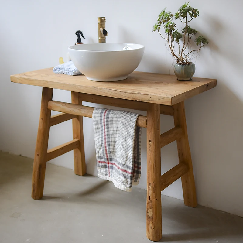 

XL Old Elm Wood Outdoor Wash Basin Indoor and Outdoor Courtyard Water Pool Basin Natural Wood