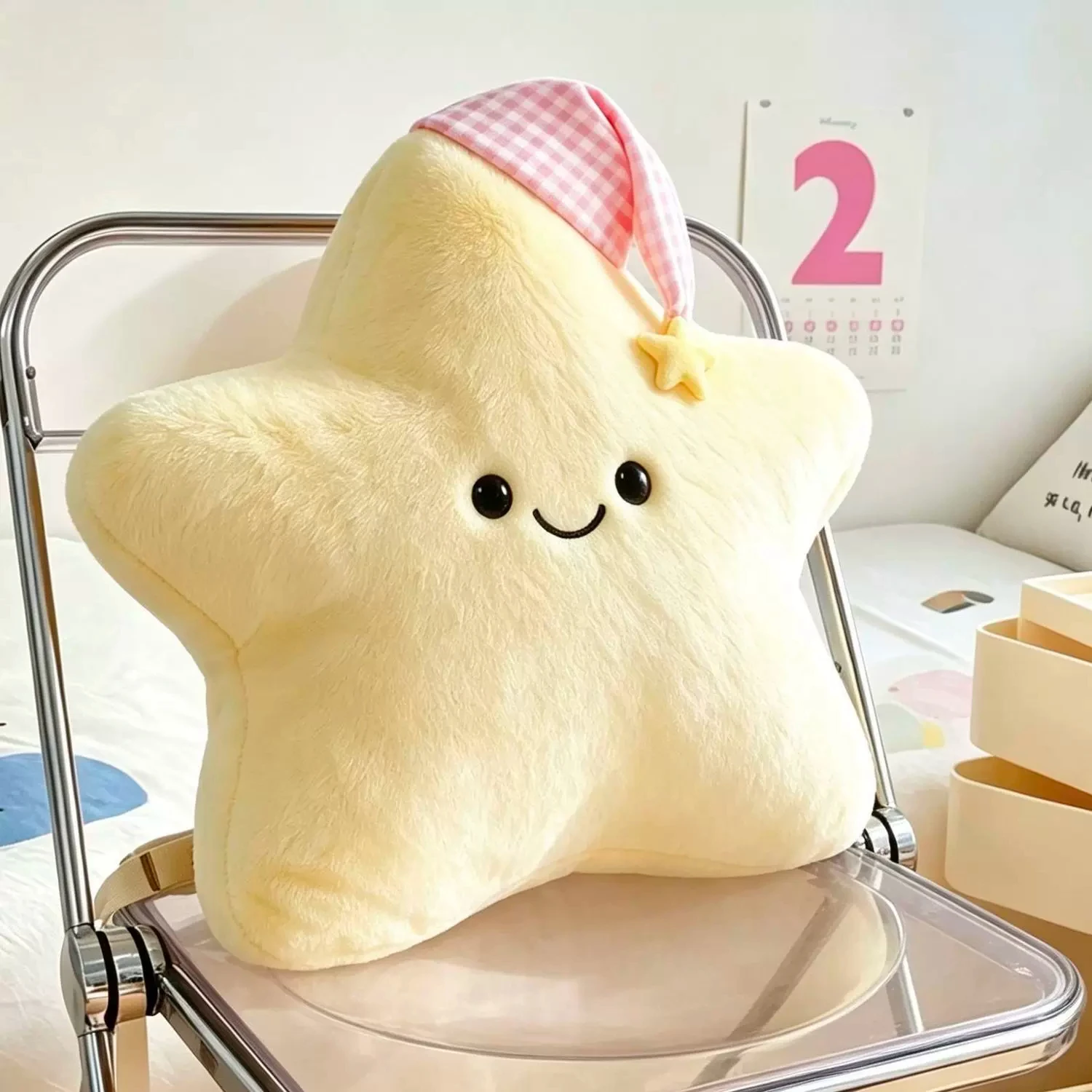 Adorable Star Shaped Plush Cushion for Women Bedroom Dorm Bed Headboard Backrest Birthday Present Home Decor