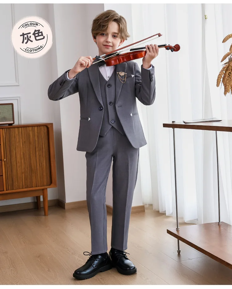 Kinderanzüge, Britische Gentlemen-Anzüge für Jungen, Geburtstagsanzüge für Jungen, Blazer für Blumenjungen bei Hochzeiten, Kostüme für Klavierauftritte A5045 – Detail 7