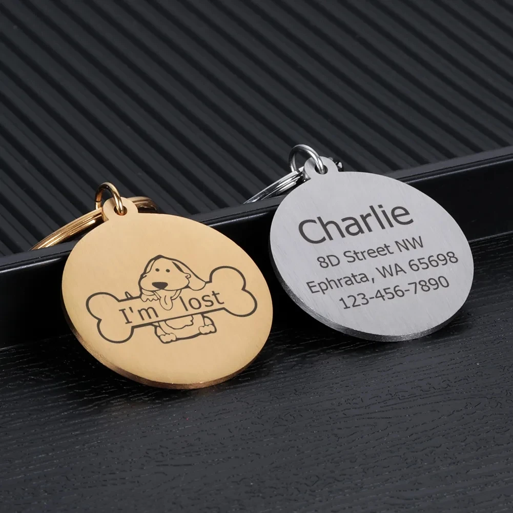 1pc cat and dog ID tags, personalized customization, cute patterns, pet collars, name accessories, simple customization, engrave