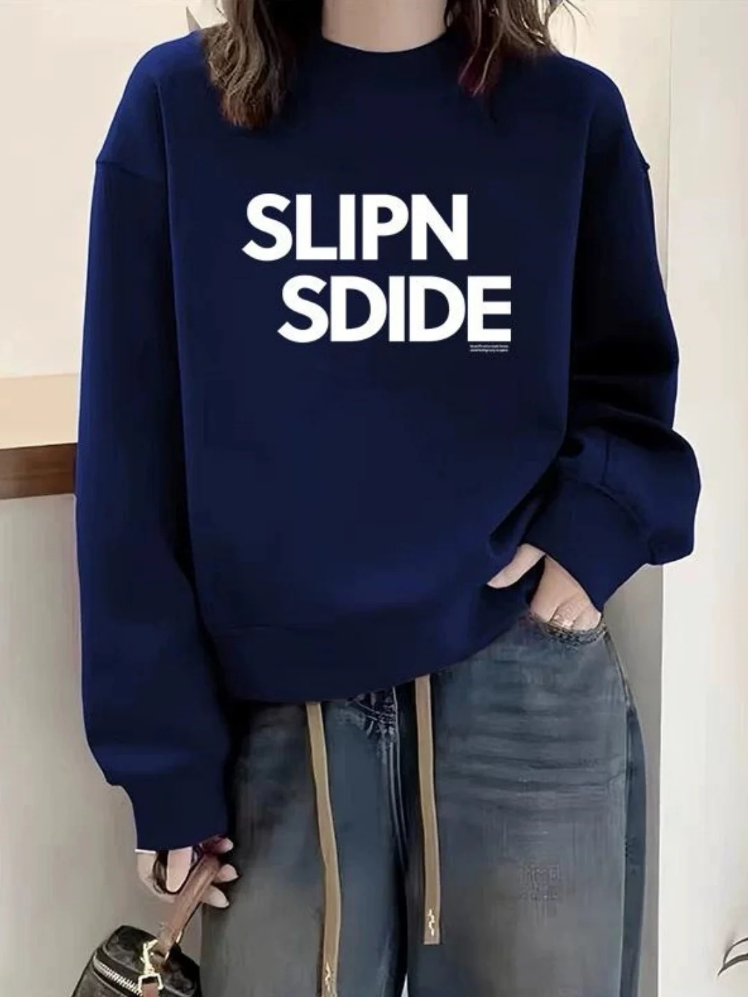 

Утепленная флисовая толстовка женская свободного кроя, модная, с круглым вырезом, удлиненная, с широкими плечами, с длинными рукавами