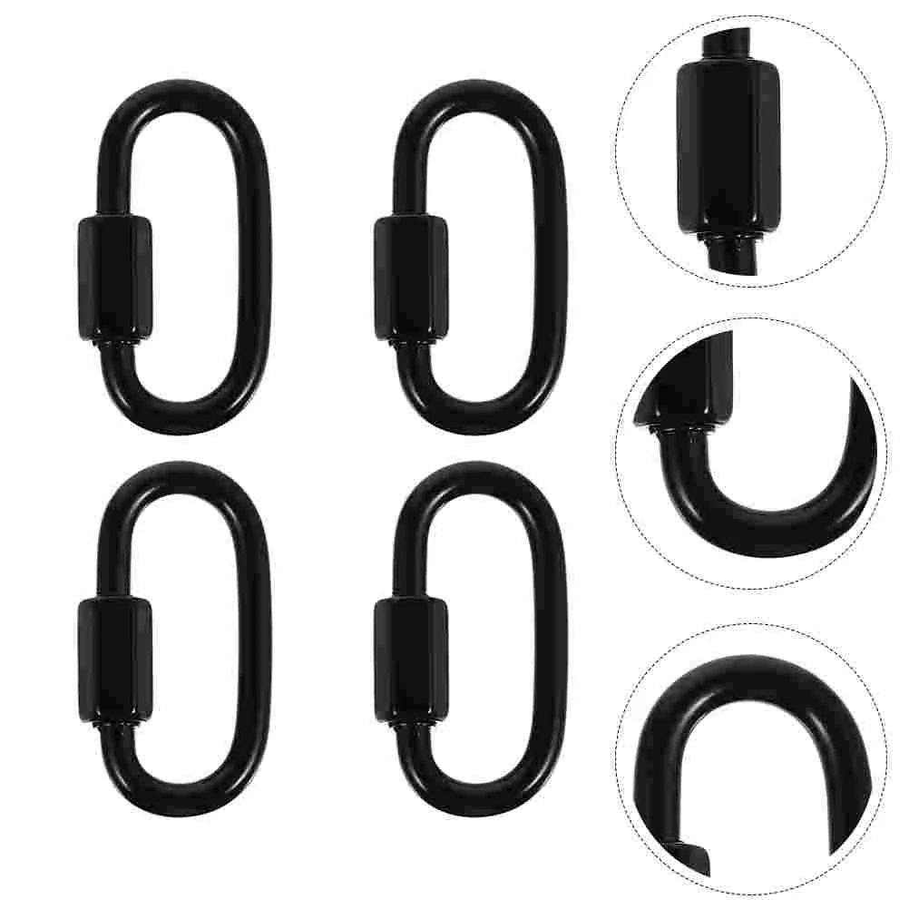 4 Pcs Safety Chain Carabiner Keychains Stainless Steel Utility Trailer Connector