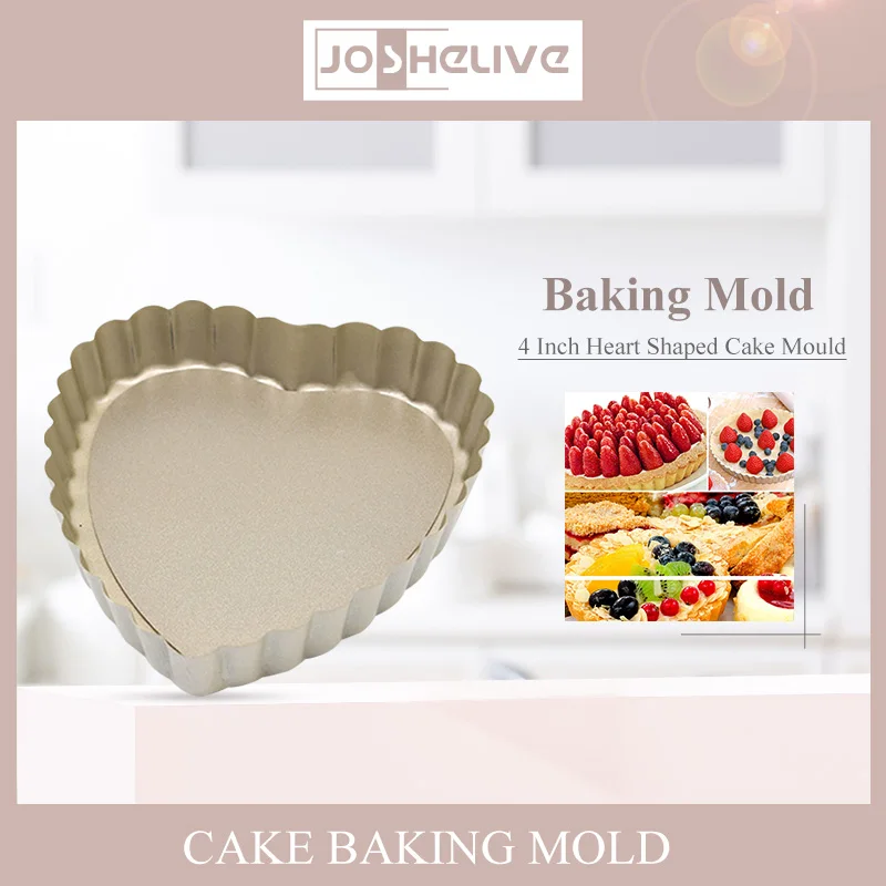 4 Inches Mini Pie Muffin Cups Cake Pan Titanium Egg Tart Mould Pisa Cake Mold To Remove The Loose Bottom Heart Baking Ware