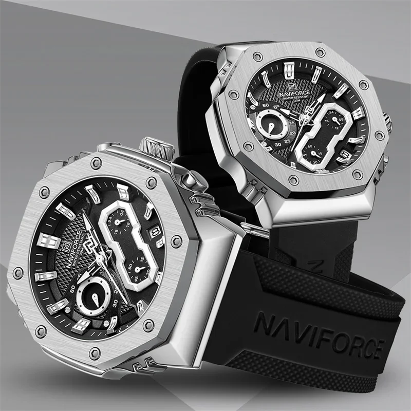 NAVIFORCE Quartz Men Watch Sport Wristwatch Top Brand Luxury Military Original Chronograph Date Elegant Male Clock Gift 8035