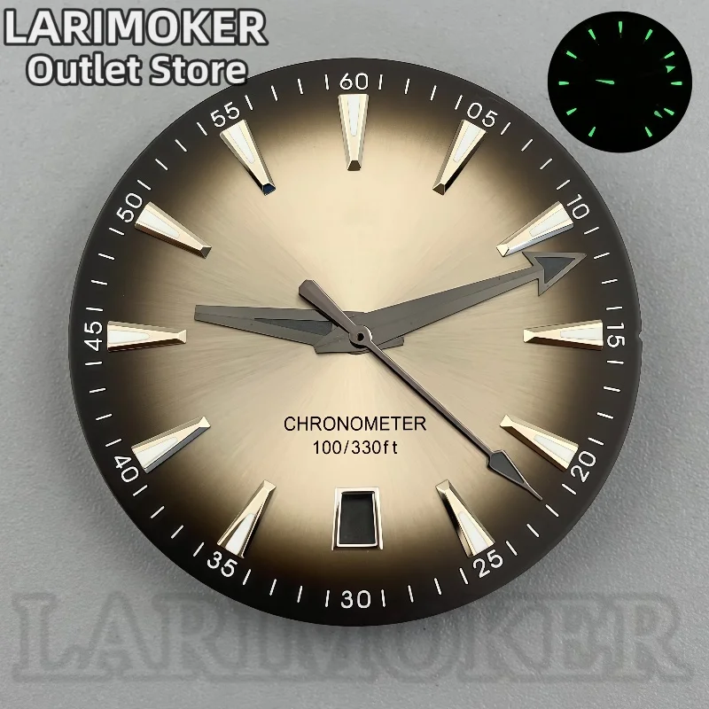 LARIMOKER 33 ملم قرص فضي وأخضر قرص أخضر مضيء وأيدي يمكن مطابقة بحرية مناسبة لأجزاء ساعة الحركة NH35 #4