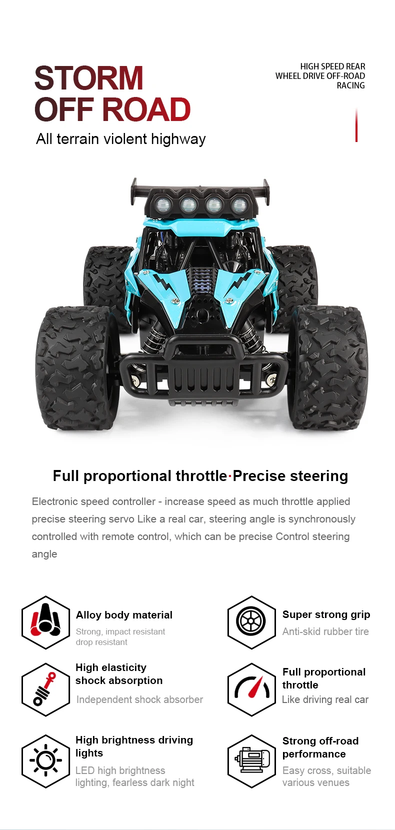 Oike 1:16 RC-Auto Ferngesteuertes Auto Funk-Buggy Truck Drift-Rennwagen Kletter-Offroad-Fahrzeug Outdoor-Spielzeug für Jungen und Kinder – Detail 9