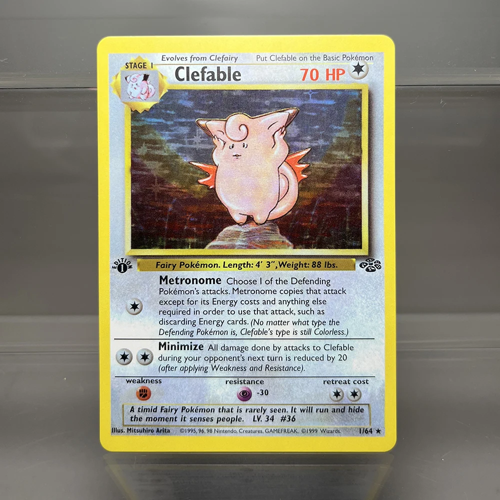 بطاقات احباط PKM 1st Edition Clefable Electrode Scythe Rare Holo 1996 PTCG بطاقات الوكيل PTCG بطاقات التداول لعب الاطفال