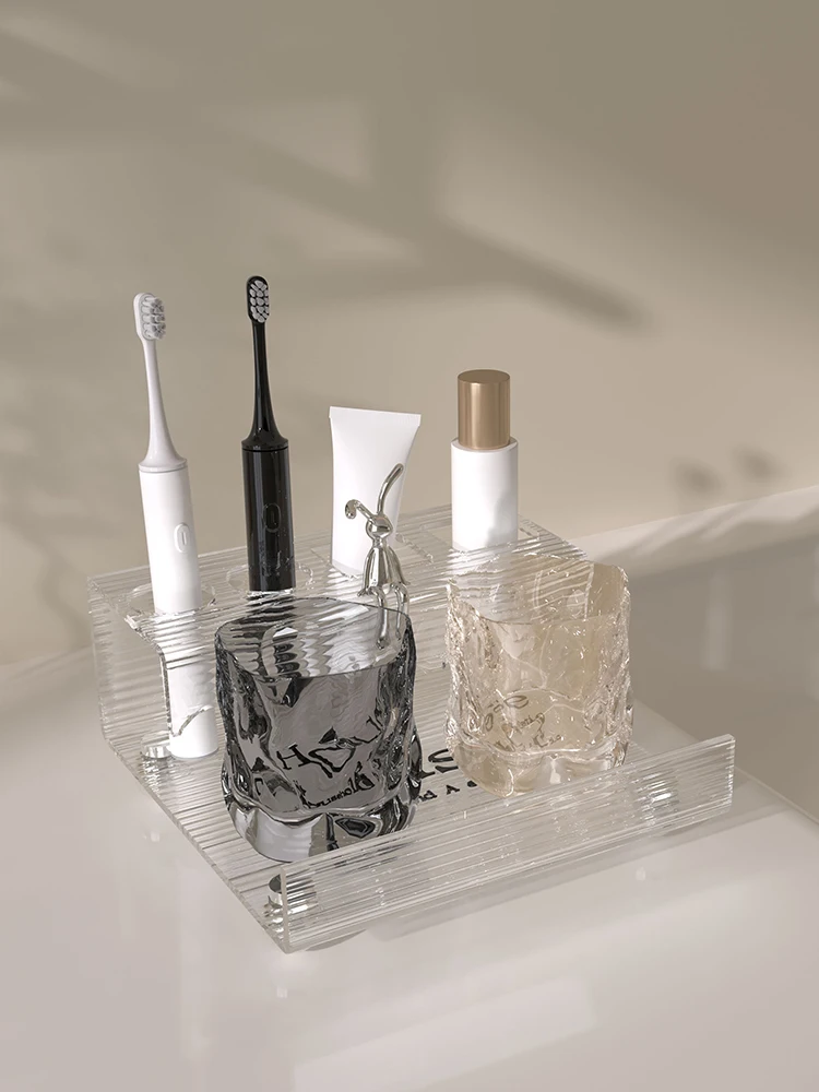 Toothbrush acrylic storage rack, wash table, tooth cup, rinse rack, wash set, bathroom storage rack, no punching