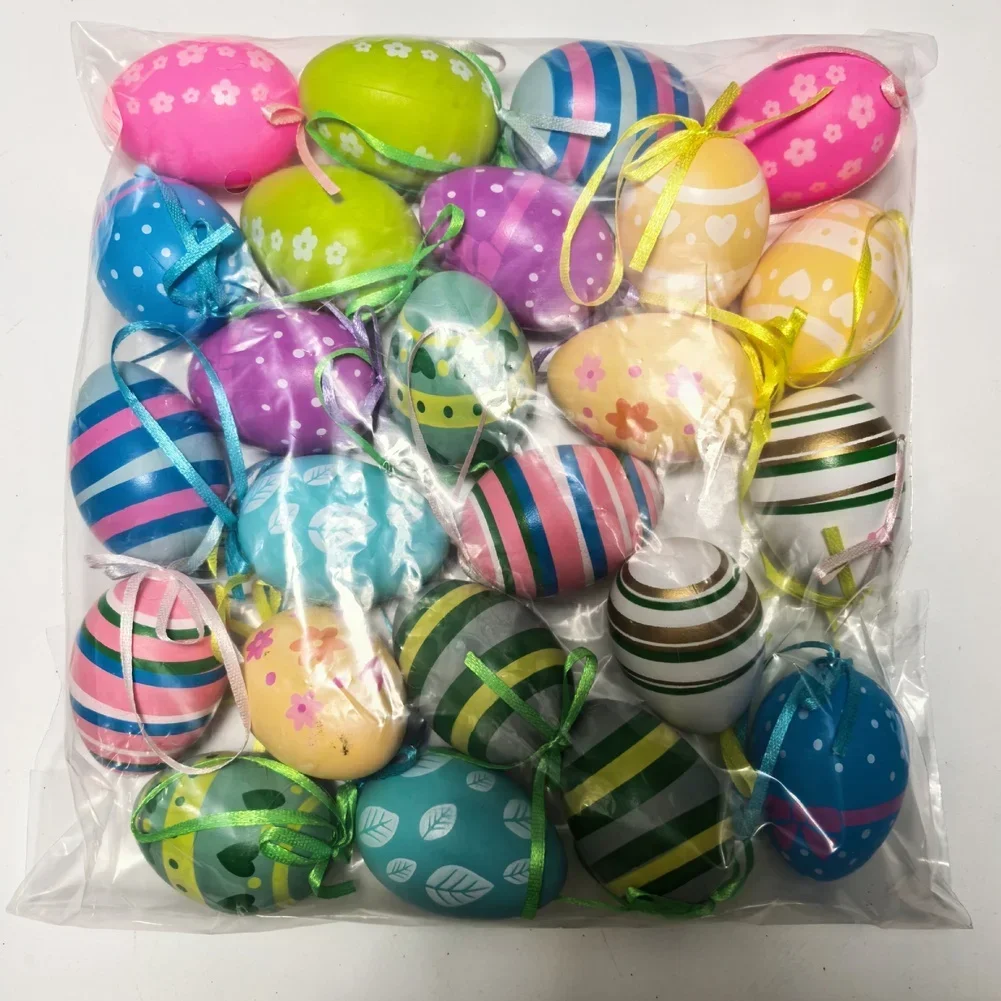 

Easter Egg Decorations Set 24 Pieces Plastic Hanging Eggs for Spring Festivities For Party Setup and Festive Room Accents