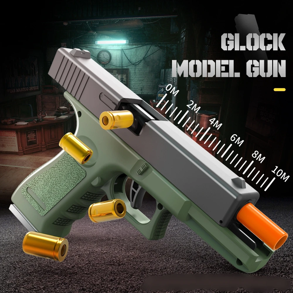 Игрушечный пистолет для мальчиков, пистолет Glock, метательные патроны, мягкие пулевые пистолеты, механический взрыв, пустая камера, подвесной