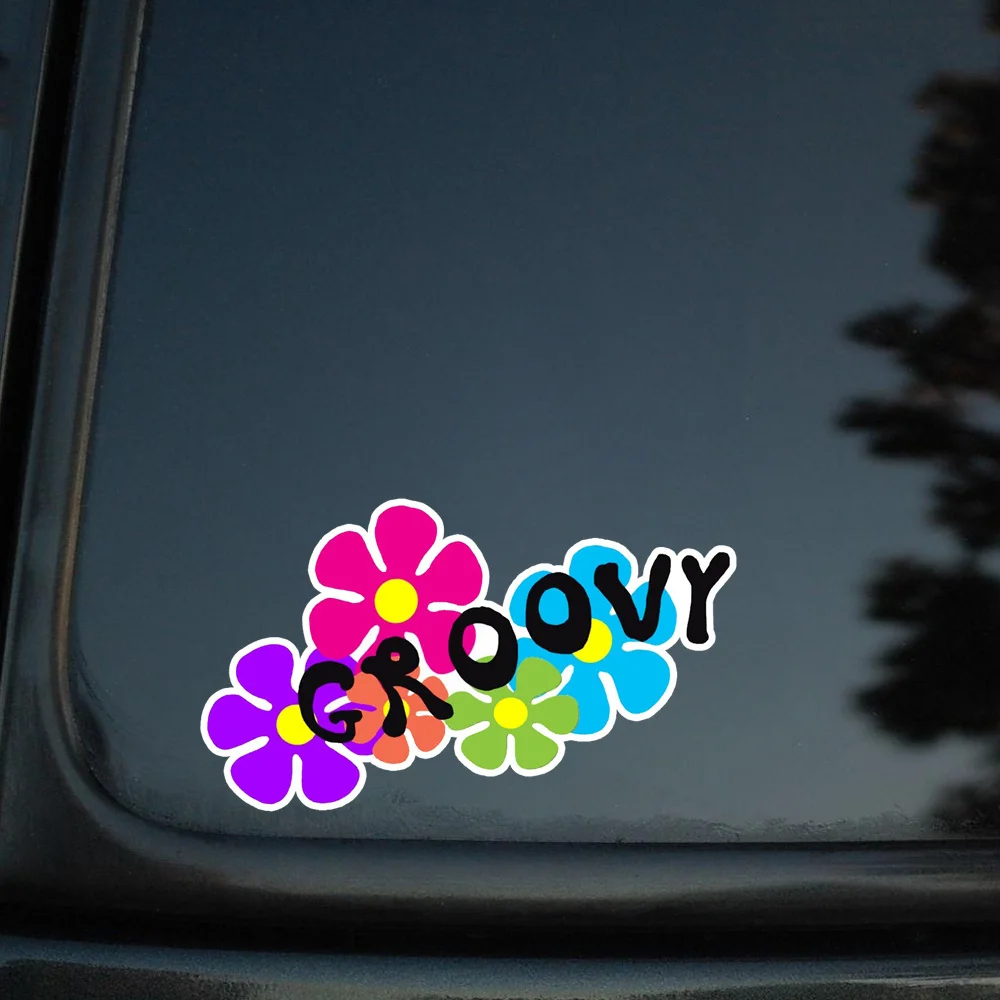 

1PC Colorful Flower "Groovy" Sticker Multi-Color Petals Adhesive Decal for Laptop Phone Car Decorative