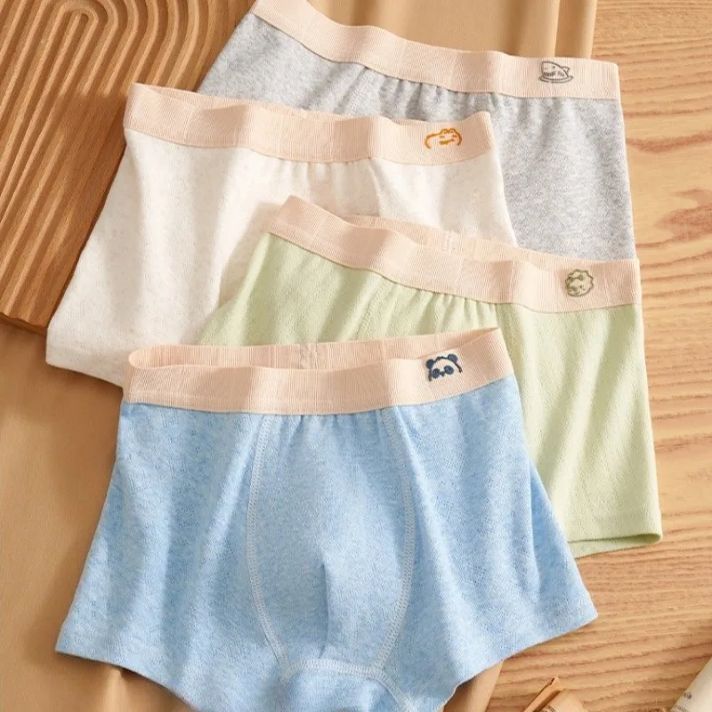 

4PCS Boys Cotton Soft Antibacterial Panties Kids Solid Daily Underwears 3+y Young Children Clothing Breathable Comfort Knickers