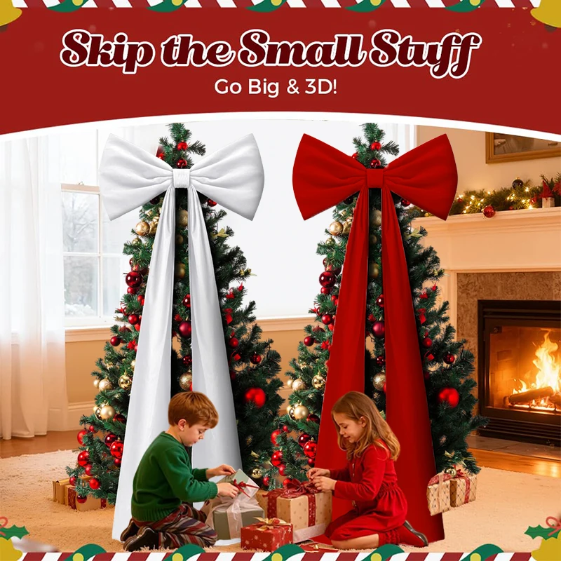 

Oversized Velvet Bow Christmas Tree Topper Home Christmas Decor, Luxury Holiday Party Setup Large Wedding Wreath Decoration