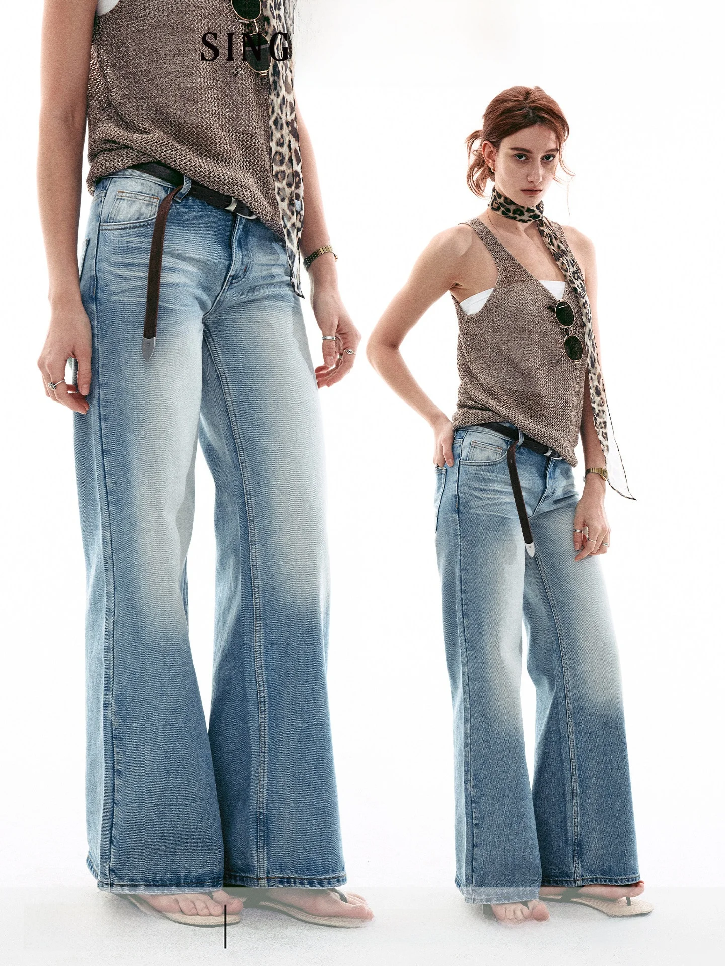 

Summer Vintage Light Blue Washed Loose Straight Leg Jeans Women's Long Pants Single Moment Natural Waist No Stretch Fabric