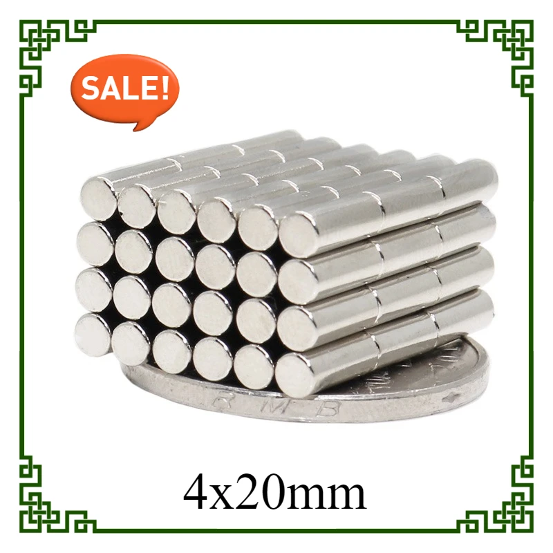 4x20mm Round Neodymium Powerful Magnet 4*20 Strong Disc Magnets For Fridge, DIY, Building, Scientific, Craft, Education 4*20