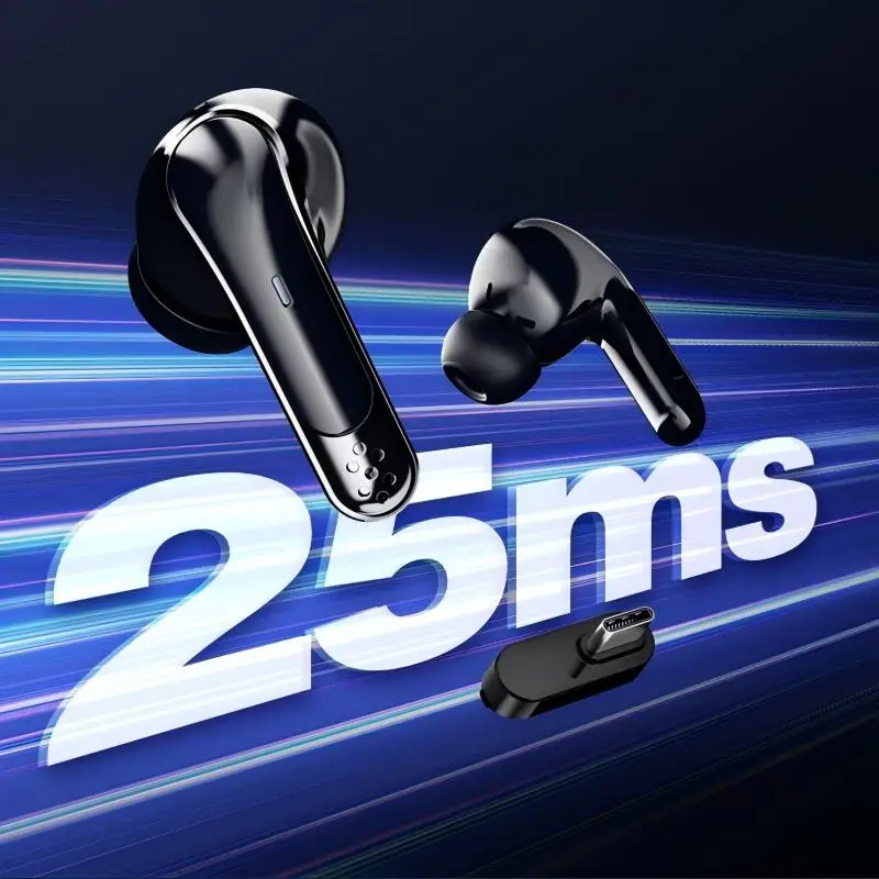 P- M6 Gaming Earbuds Headphones Wireless,Bluetooth 5.4,with ANC Active Noise Cancelling,25ms Low-Latency,For PC, PS5,VR,Switch