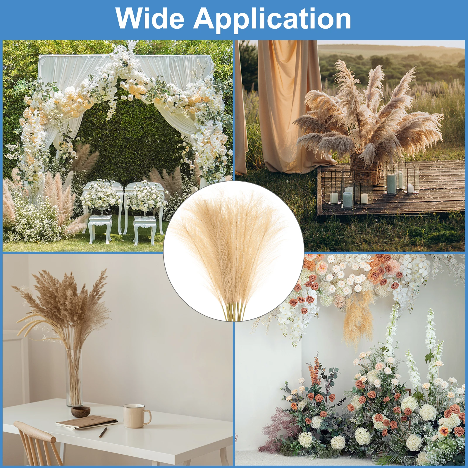 25pcs Artificial Pampas Grass 53cm Faux Pampas Grass Fake Plant Reed DIY Bouquet for Wedding Party Home Living Room Decoration