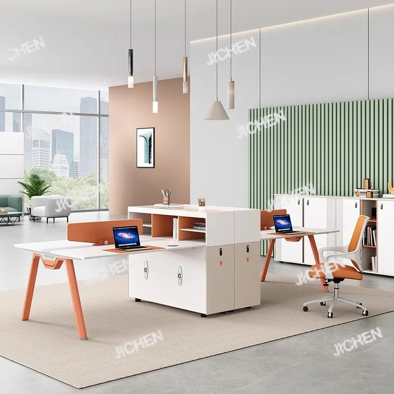 

Customized Office Desk And Chair Combination Simple Modern Staff Table Four-person Screen Card Seat Work Station Desk