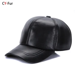 New 2024 Street Hip Hop Hat Leather Hat Fashion Adult Leather Hat Men's Warm Leather Baseball Cap Male Men Outdoor Windproof Hat