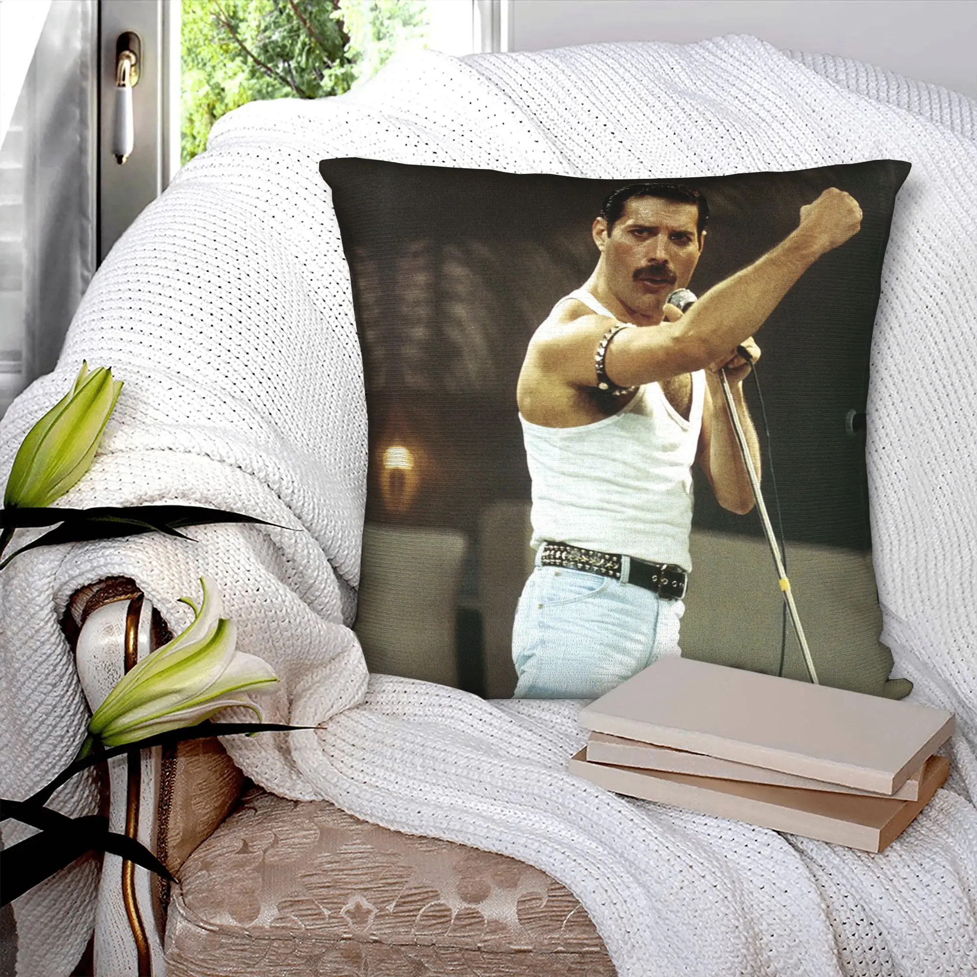 Nordic Freddie Mercury Sofa Cushion Cover Polyester  Pillow Case Home Decorative