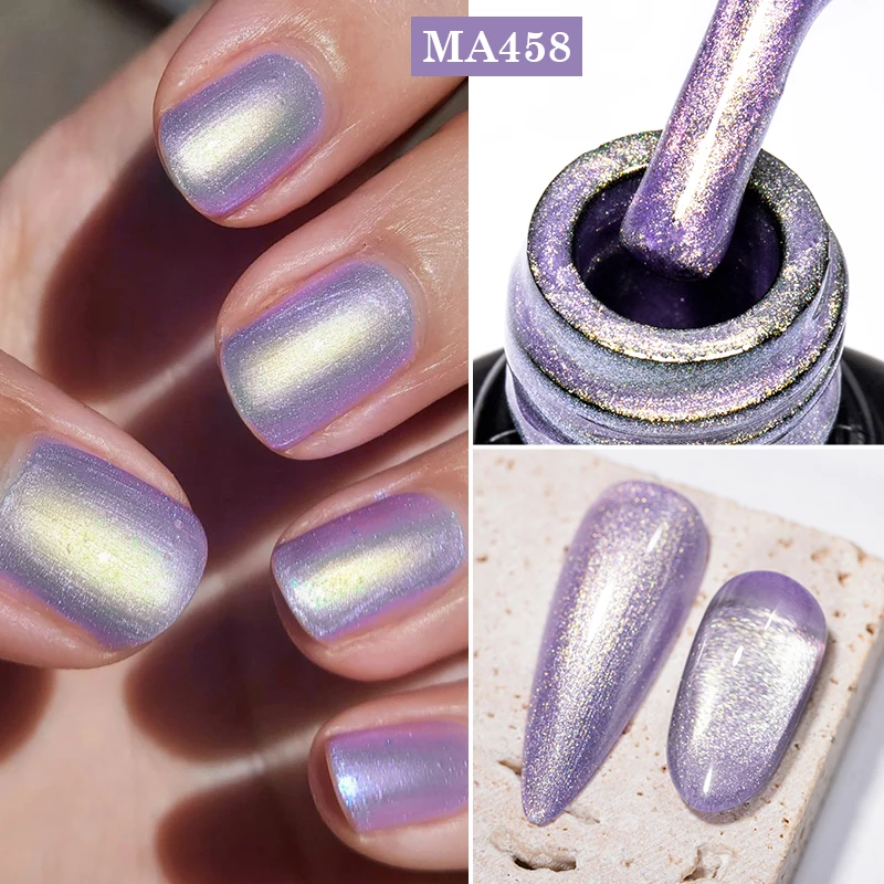 MEET ACROSS 7ml Foggy Aurora Gel Nail Polish Spring Glitter Purple Pink Green Semi Permanent UV Gel Nail Art Varnish For Nais