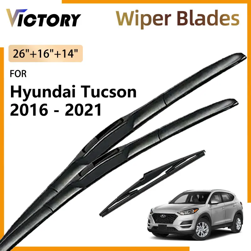 

Front Rear Wiper Blades For Hyundai Tucson TL 2016 2017 2018 2019 2020 2021 Premium Windshield Windscreen Window Brush 26"16"14"