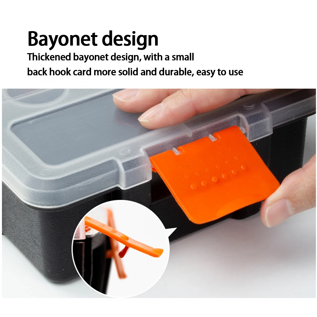 Mały organizer na narzędzia z regulowanymi przegródkami, pojemnik na śruby i elementy złączeniowe z ABS, pudełko do przechowywania śrub.