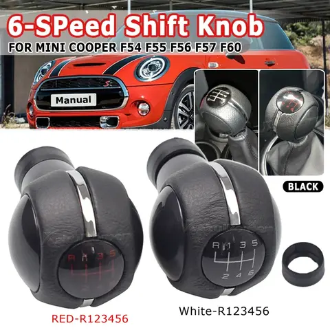 New Black Leather+ABC 6 Speed Manual Gear Shift Stick Knob Fit For Mini Cooper F54 F55 F56 F57 F60 Gear Shift Knob