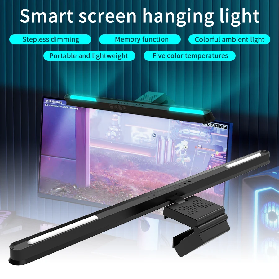 

RGB обучающие игровые настольные лампы для чтения, настольный атмосферный светильник, компьютерный монитор, световая панель, подвесная лампа для экрана ПК, ночник