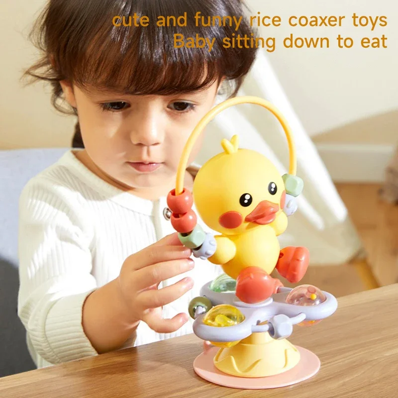 Bebê dos desenhos animados calmante tocando brinquedos chocalhos conjunto infantil cadeira alta brinquedo mesa ventosa brinquedo desenvolvimento interativo bandeja do bebê brinquedo