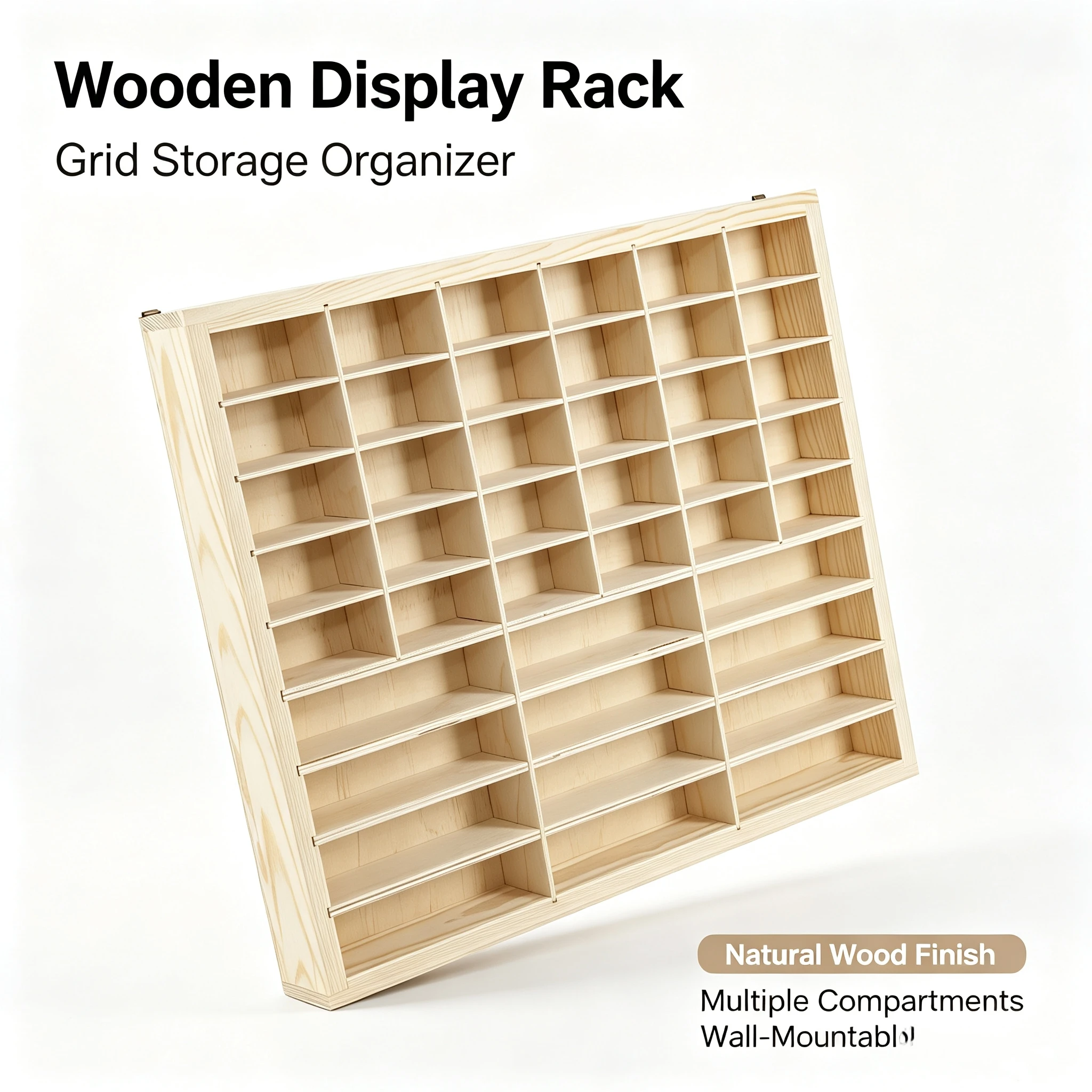 36 Small+12 Large Compartments Wooden Display Cabinet Wall Mount 1:64 Scale Car Model Display Case Wooden Storage Organizer Cabinet For Diecast Toy Car Collectibles Display Rack