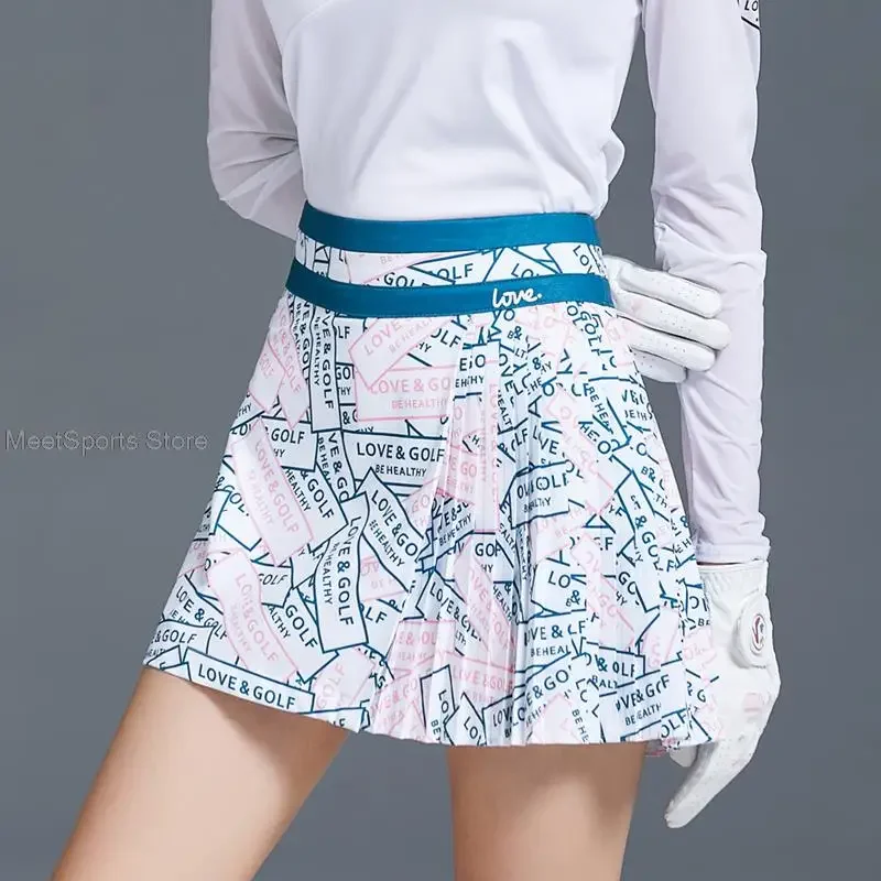 2022 Summer Golf Skirt Women's High Waist Printed Skirts Ladies Quick Dry Breathable Fashion Skort Sports Slim Anti Light Shorts