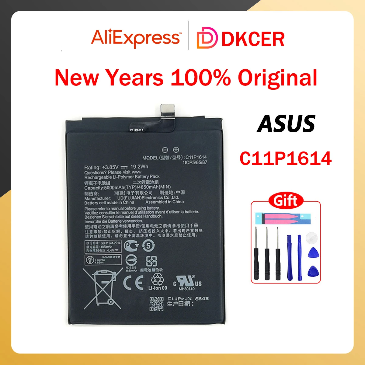 

Original Battery for ASUS ZenFone 3S MAX, Dual SIM, TD-LTE, Pegasus 3S, ZC521TL Phone Batteries, 5000mAh, New