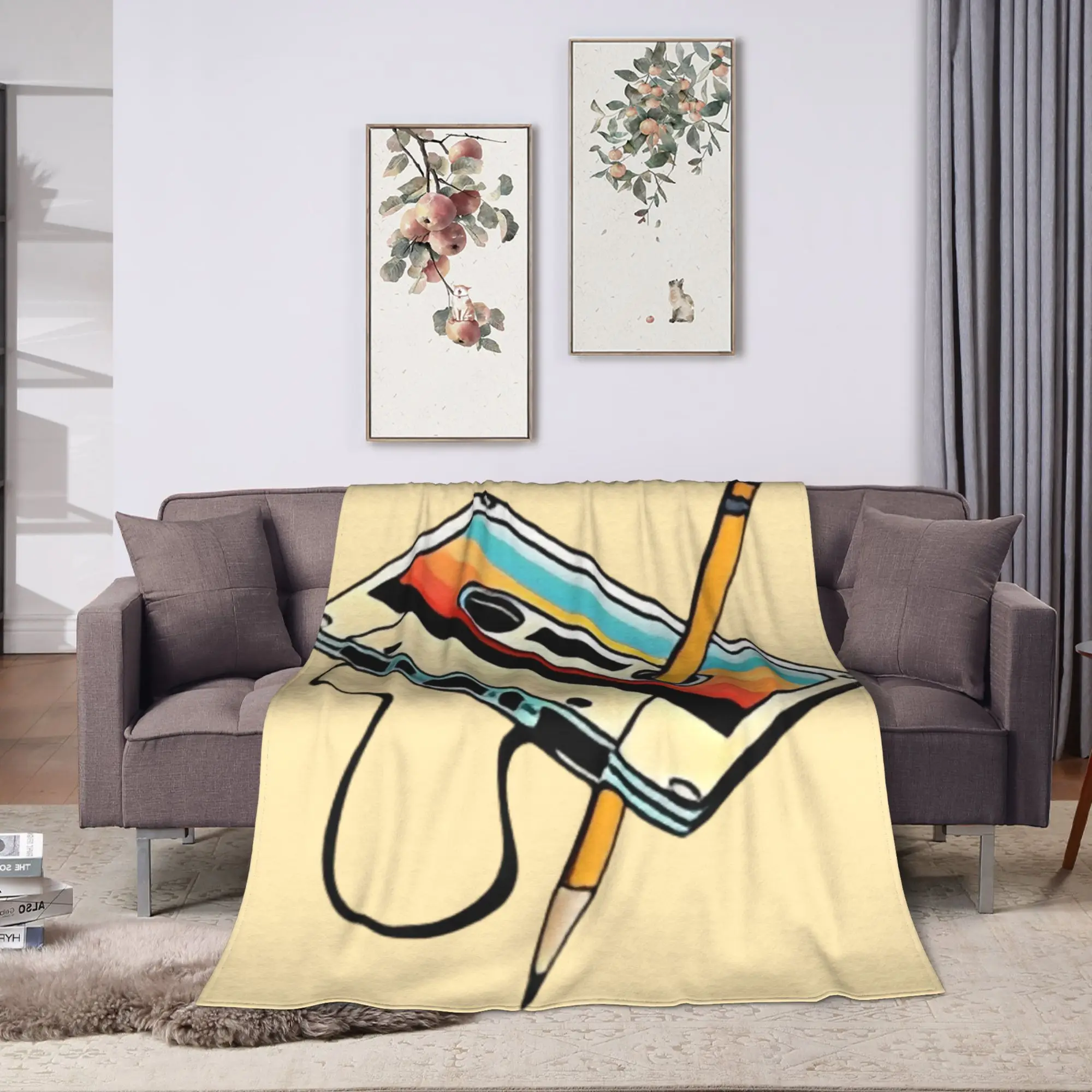 Cassette Print Plush Blanket Students  Flannel Throw Blanket For Outdoor Soft Warm Design Quality Bedspread Birthday Present