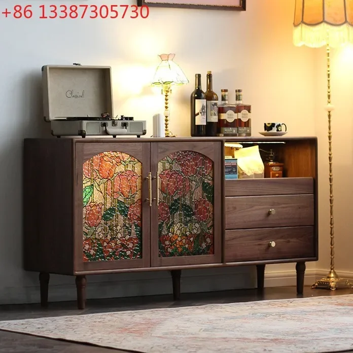 Sideboard integrated wall-walled living room cabinet solid wood home vintage multifunctional storage cabinet