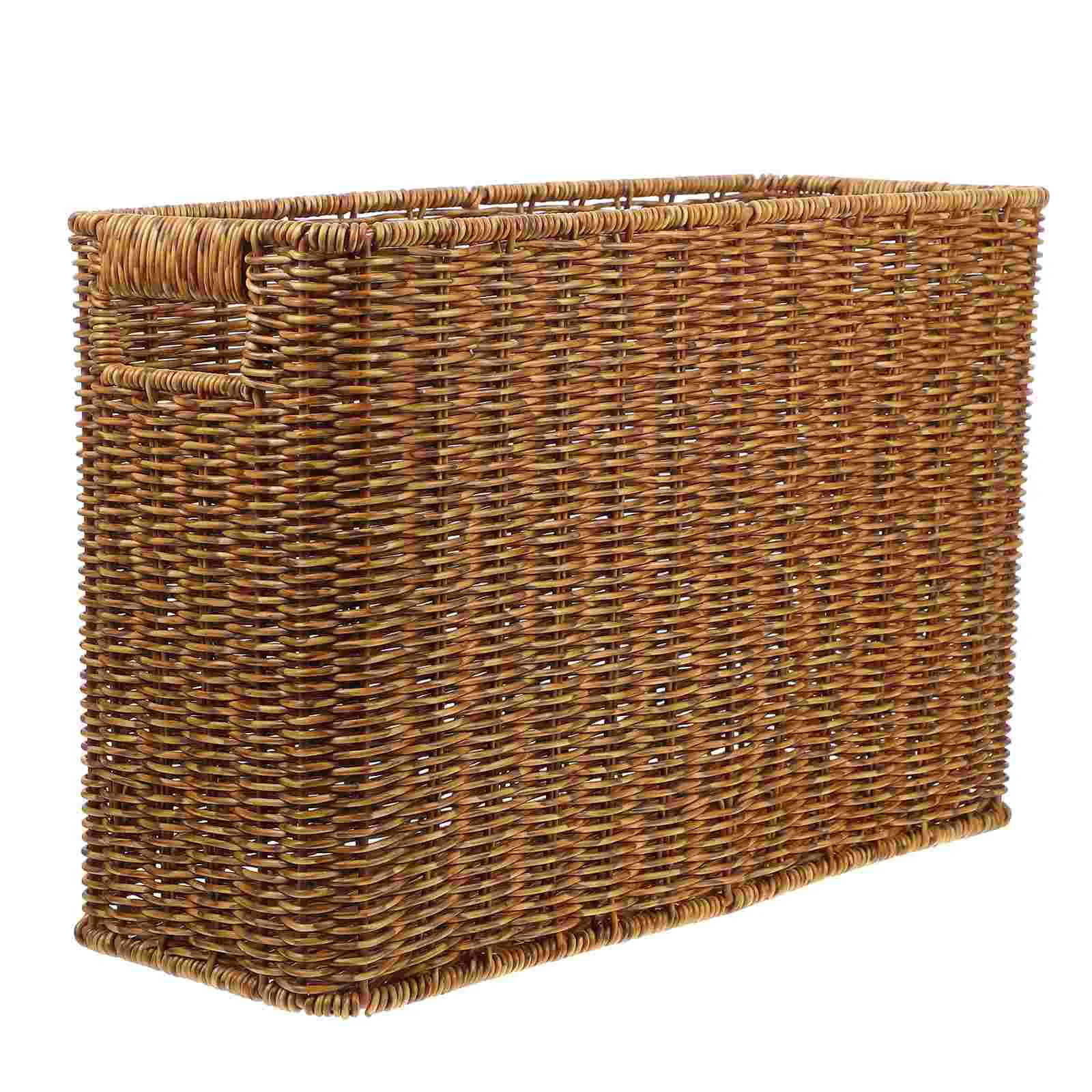 

Magazine Newspaper Basket Storage Baskets Floor Holder for Shelves Woven Decor Drawer