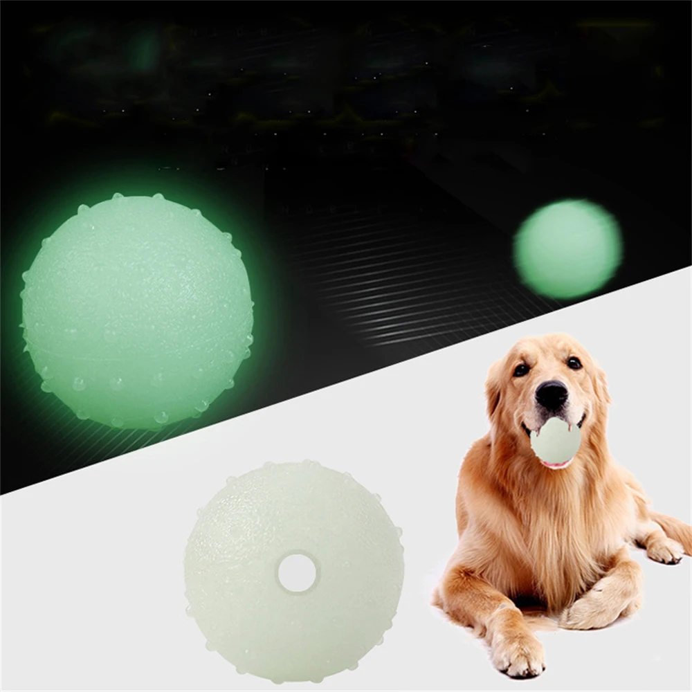 Funny Puppy Chew Ball TPR Elastic Luminous Balls Small Dogs Teeth Cleaning Leakage Food Toy Glow in The Dark Ball Pet Toys