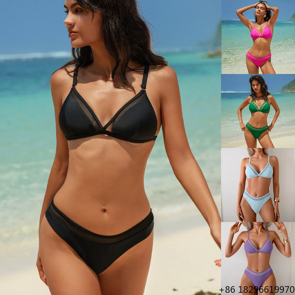 Low Waist Solid Color Quick Dry Breathable Fashion Women Swimming Suit