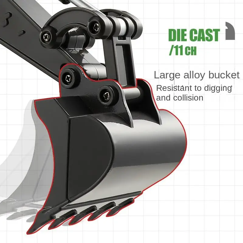 Huina รถ9CH รถขุด331อัลลอยควบคุมระยะไกล39cm, รถวิศวกรรมโลหะโมเดลรถของเล่นสำหรับเด็กผู้ชายเป็นของขวัญ