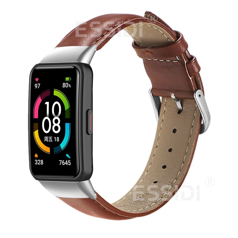 Essidi Leder Uhr Strap Für Huawei Band 6 6 Pro Frauen Männer Weiche Handgelenk Armband Band Correa Für Honor Band 6 ersatz