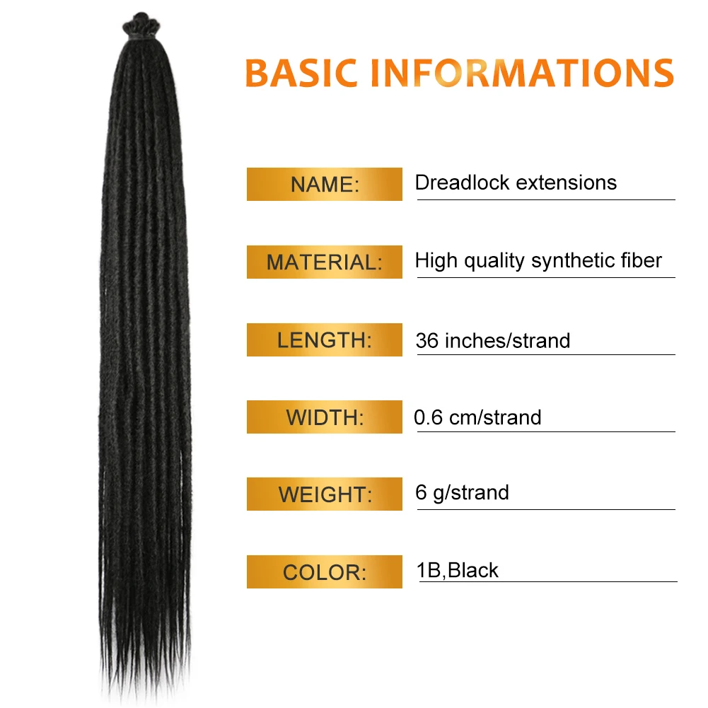 36 Inch 5 Strands/Package 0.6cm Loc Extensions for Women Men Black/Honey Blonde Color Single End Synthetic Handmade Dreadlocks