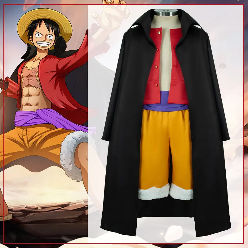 

Cosplay Outfit Of Luffy From The Country Of Wano Including Clothes Hat Shoes And Props For Halloween
