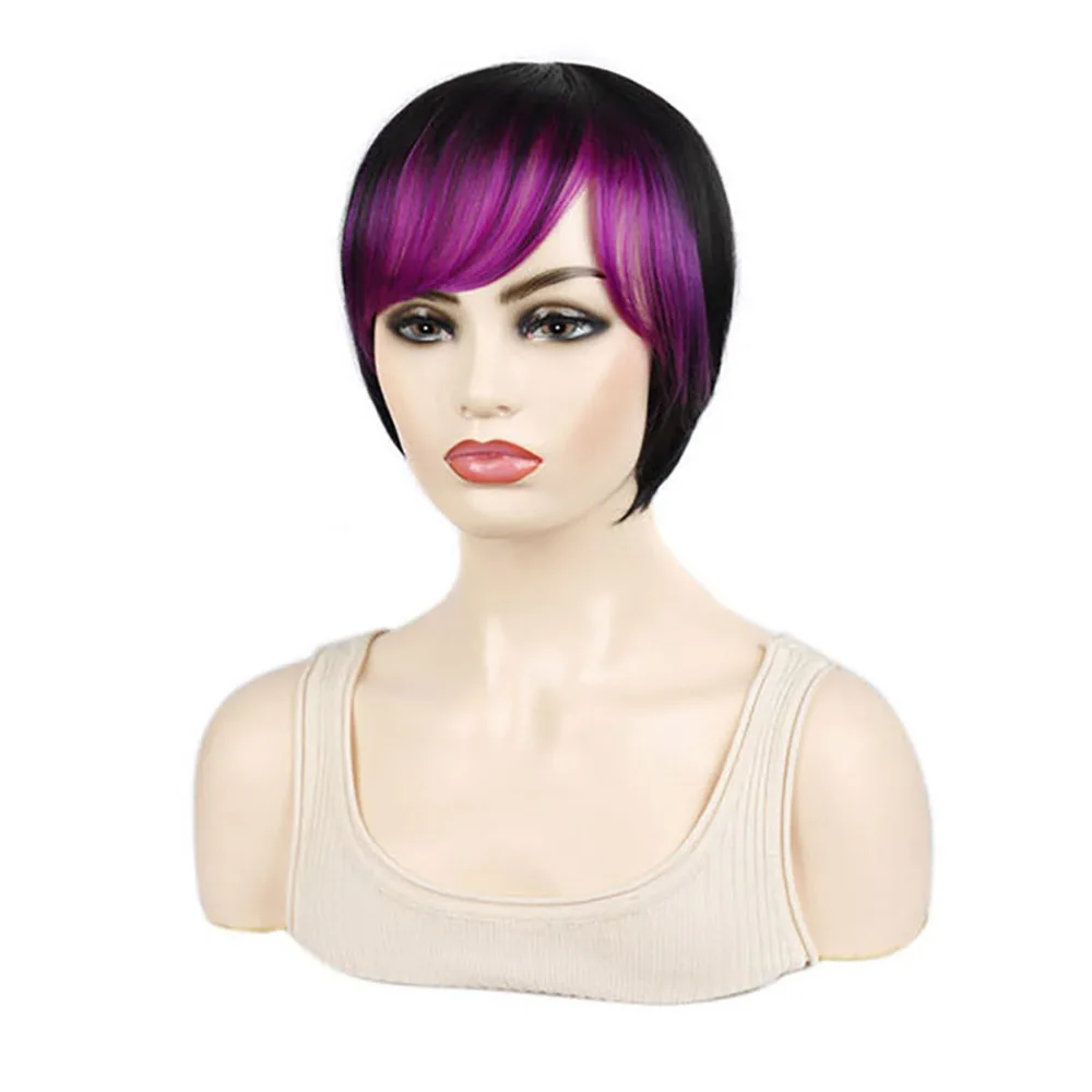 

Synthetic Short Straight Bob Wig Colorful Ombre Color for Women Cosplay and Drag Queen Natural Looking