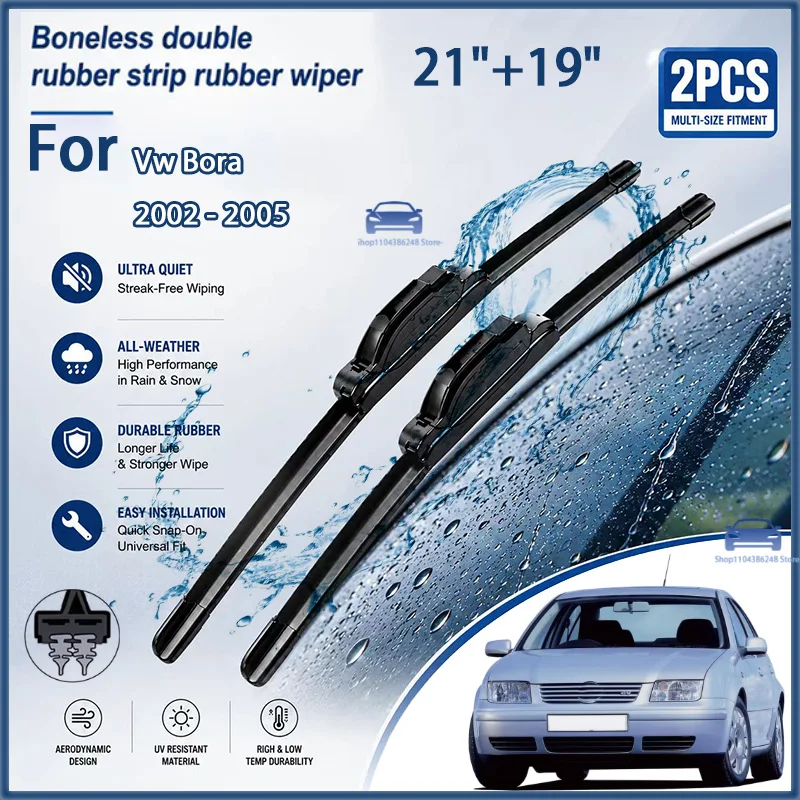 

Front Wiper Blades for Vw Bora 2002-2005 Windshield Windscreen Clean Window Car Rain Brushes Nature 21"+19" Modification Parts