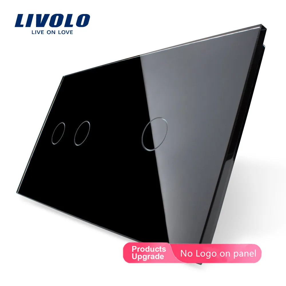 Livolo Double Tempered Panel for Wall Switch Luxury Pearl Crystal Glass,151mm*80mm, EU Standard,VL-C7-C2/C1-11,No Logo